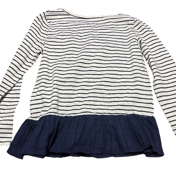 NWT Girls Striped Long Sleeve Peplum Top with Navy Ruffle- Size 7 - Picture 3 of 5